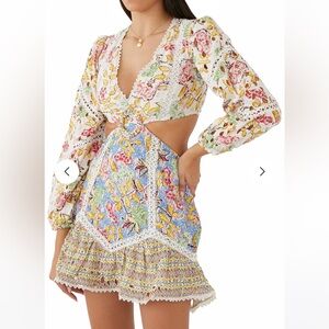 Hemant and Nandita long sleeve cutout eyelet dress